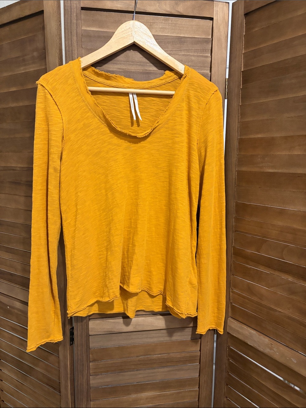 Anthropologie Long-Sleeve Slub Tee — Mustard Yellow